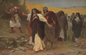 Семей бросает камни в Давида