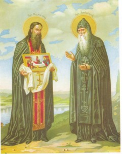 Антоний и Феодосий Печерские с иконой Успения