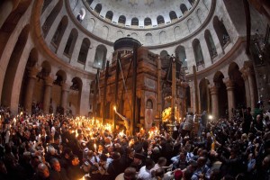 A general view is seen of the Church of Holy Sepulchre during a Christian Orthodox Holy Fire ceremony in Jerusalem's Old City