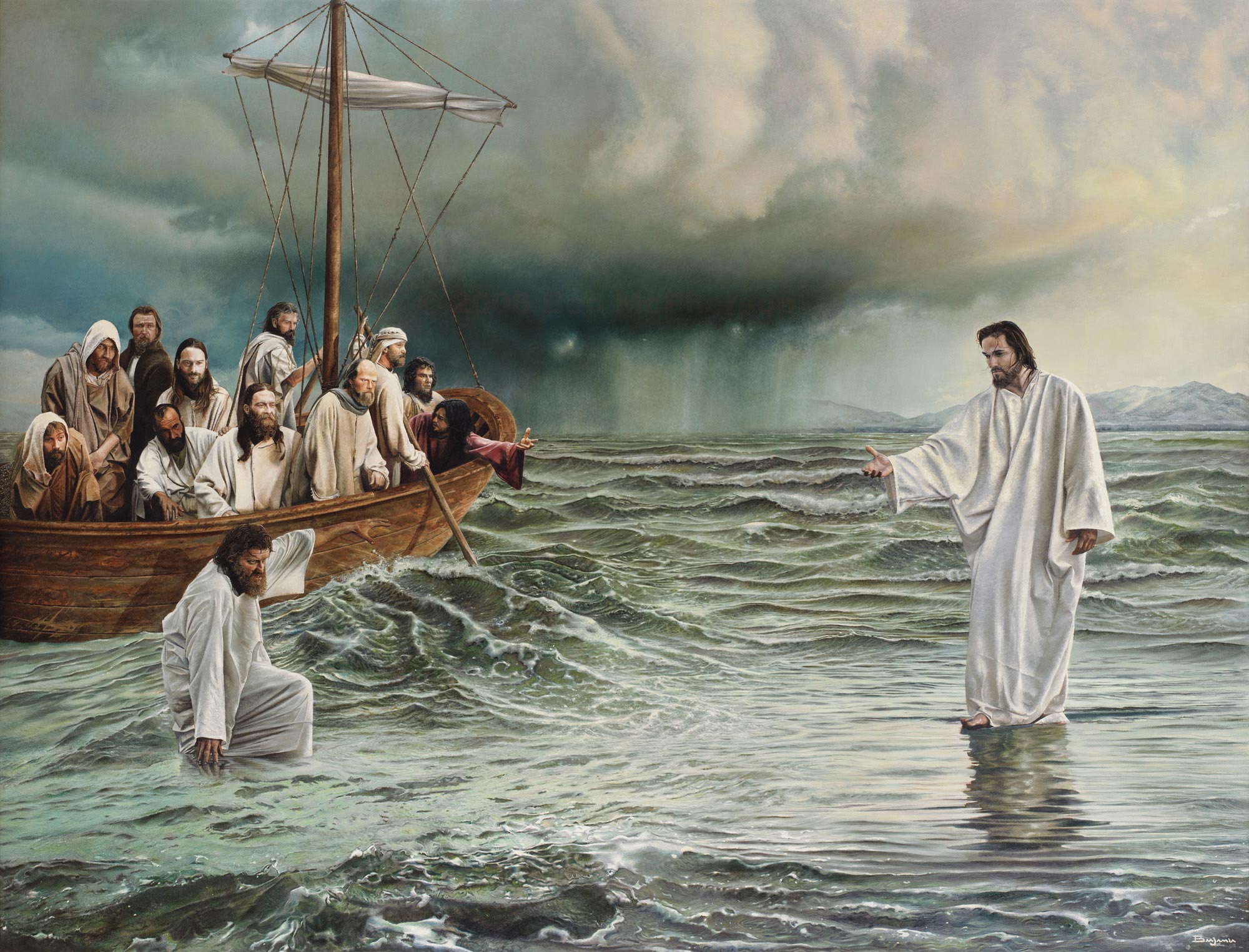 Христианские картинки. Иисус Христос на Генисаретском озере. Хождение Иисуса Христа по водам картина. Иисус на воде. Иисус Христос спасает.
